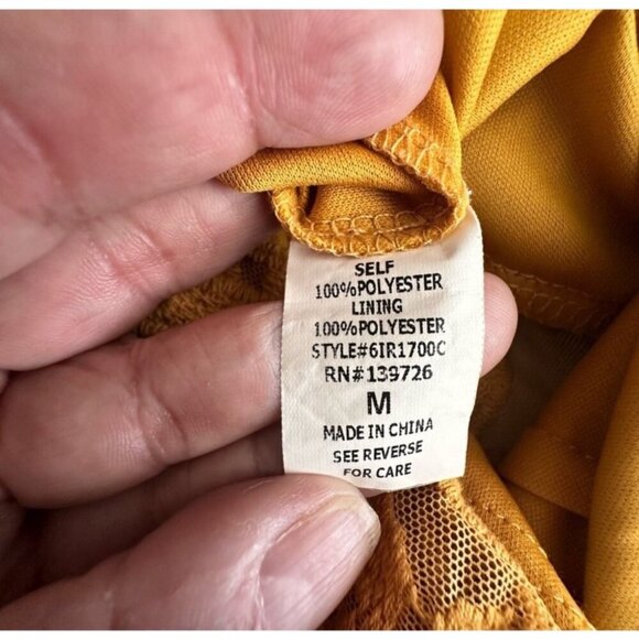 Wild Honey Womens Mustard Embroidered Sheer Romper M - Picture 4 of 10